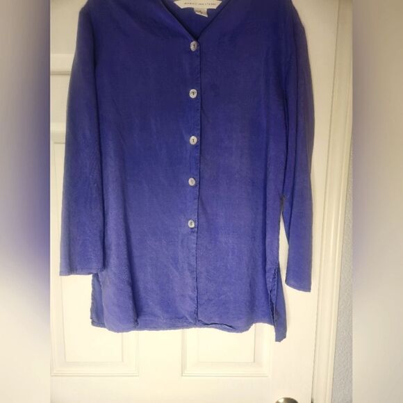 Melrose Silk Studio L 100% SILK Purple  Lngslvs Button Up Women’s Shirt Blouse - Picture 1 of 5